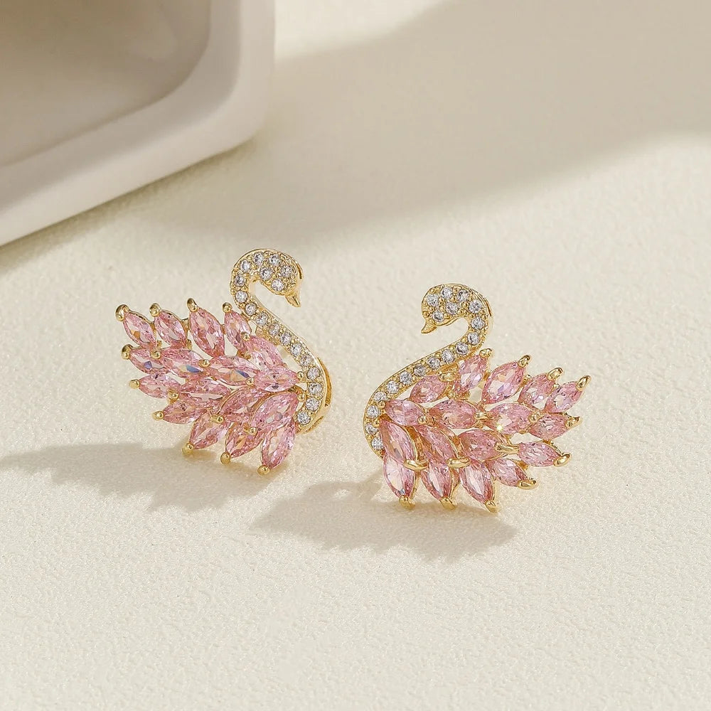 The Graceful Swan Drop Earrings