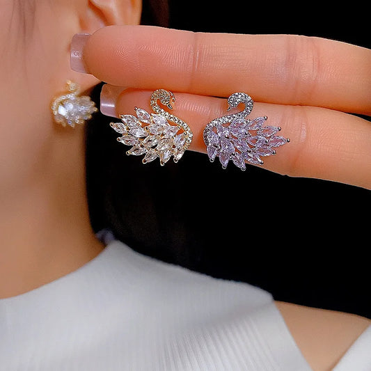 The Graceful Swan Drop Earrings